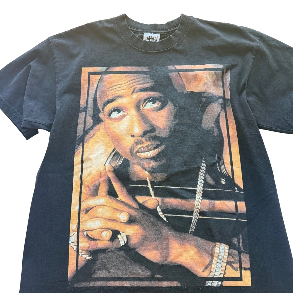Vintage Y2K Shaka Wear Tupac Shakur Rap Tee Shirt Mens L Black Thug Life Hip Hop